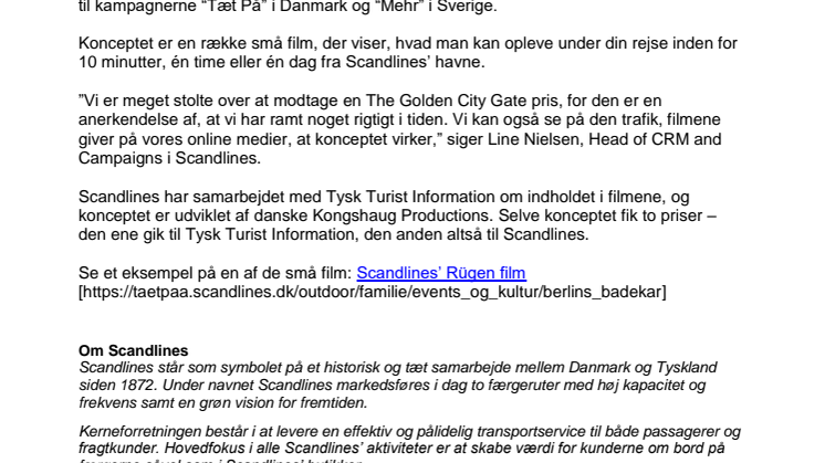 Scandlines vinder filmpris på verdens største rejsemesse i Berlin