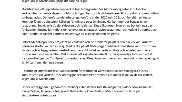 Nu startar ombyggnaden av Stadsteatern
