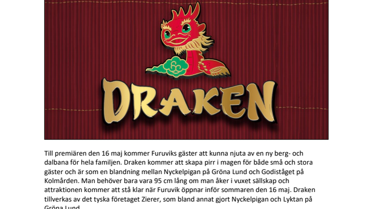 Draken – ny familjeattraktion till Furuvik 2020