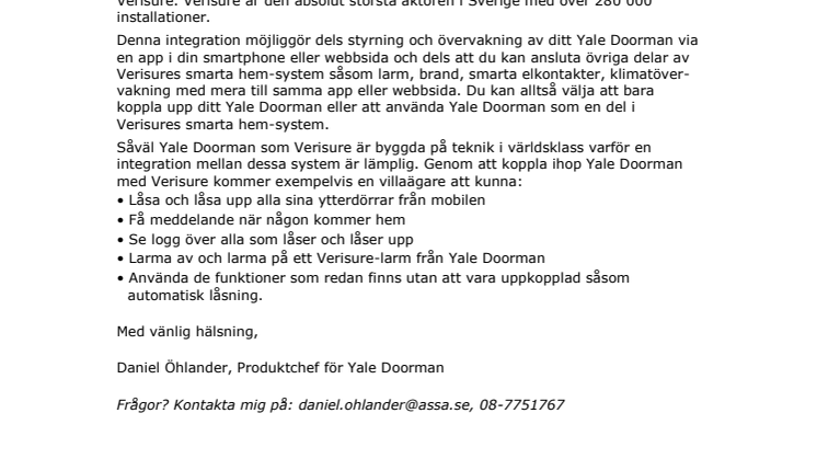 Styr ditt Yale Doorman med en app 