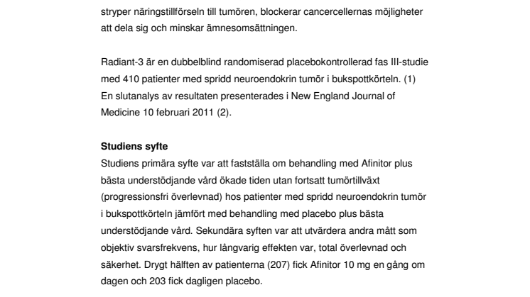 Fakta om Radiant-3 – behandling av spridd neuroendokrin tumör i bukspottkörteln