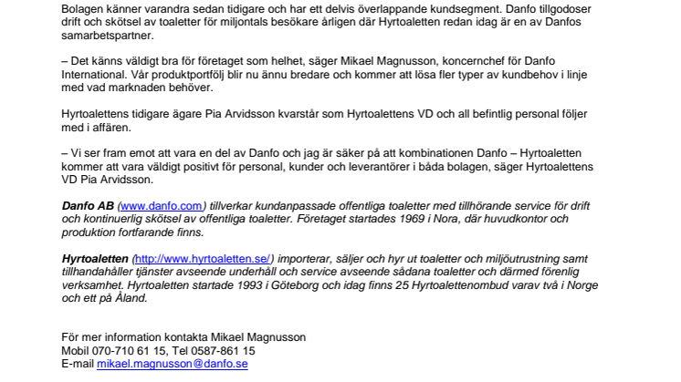 Hyrtoaletten blir en del av Danfo