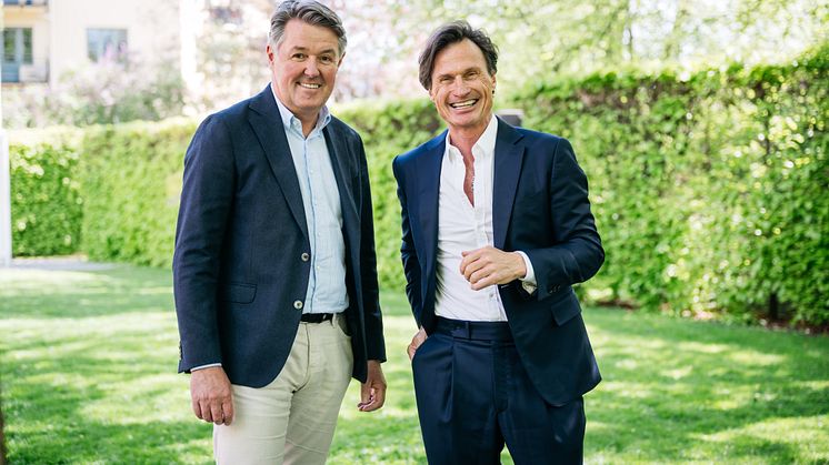 Geir Karlsen, konsernsjef i Norwegian og Petter A. Stordalen, eier og grunnlegger av Strawberry. Foto: Erik Krafft. 