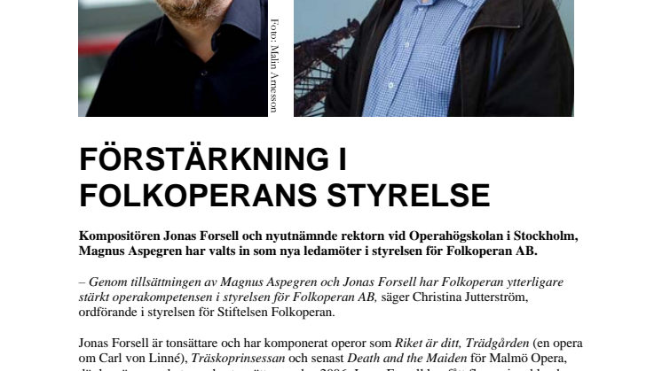 Förstärkning i Folkoperans styrelse