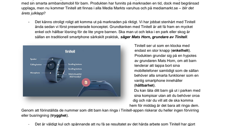 Tinitell exklusivt hos Media Markt
