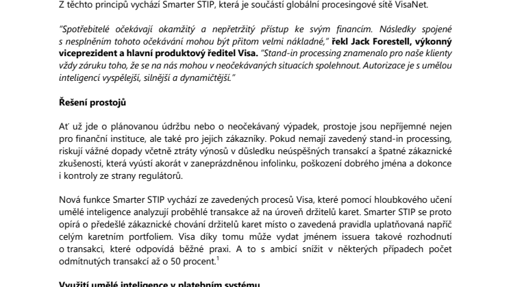 Visa používá hloubkové učení umělé inteligence  v reálném čase pro zlepšení transakčního zpracování 