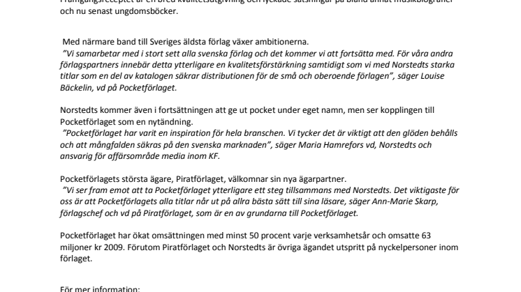 Norstedts in i Pocketförlaget