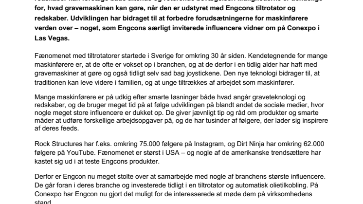 Engcon hylder maskinførerne på Conexpo