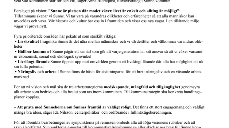 Lämna synpunkter på Sunnes nya kommunstrategi 