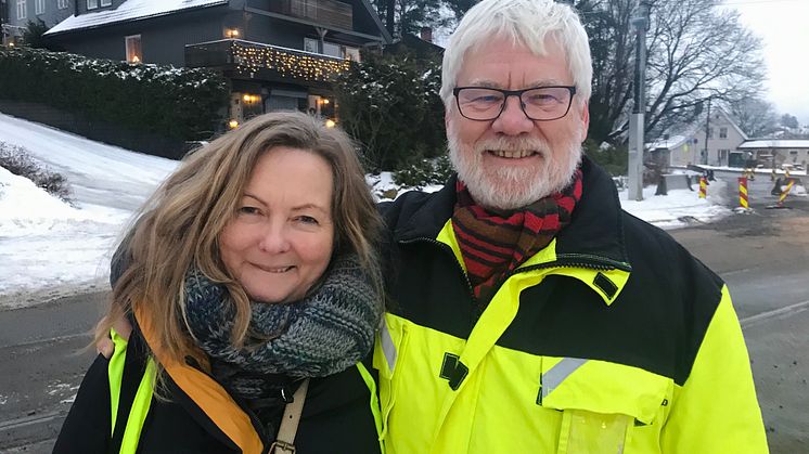 Prosjektleder Laila Nilssen og byggeleder Steinar Braaten i Sporveien.