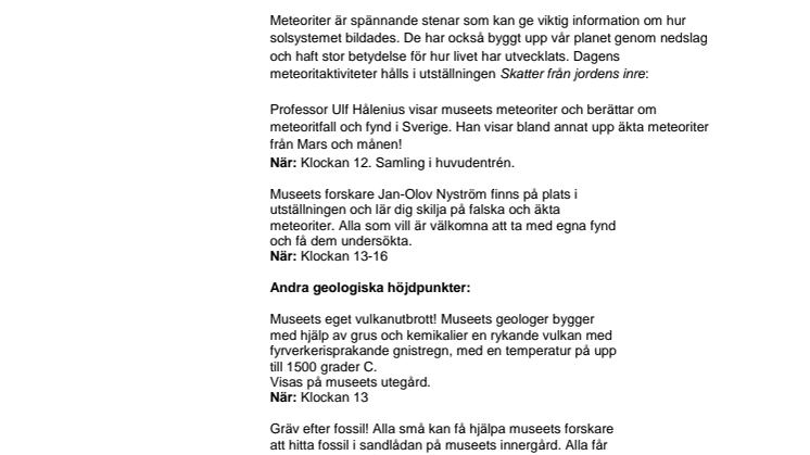 Meteoriter i massor på Naturhistoriska riksmuseet på lördag!