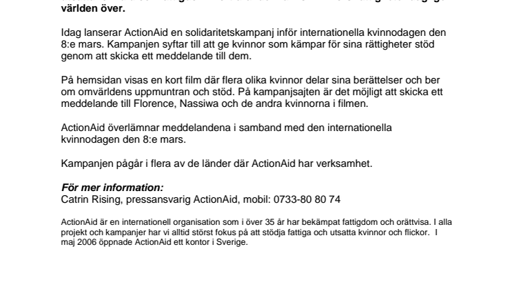 ActionAid lanserar solidaritetskampanj