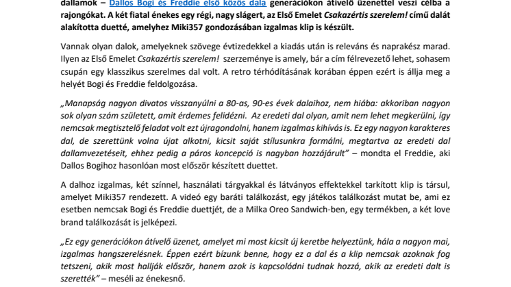Csakazértis újraértelmezett szerelem - Dallos Bogi és Freddie saját stílusára formálta a slágert