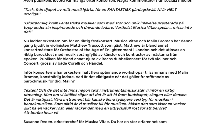 Barockfest med Musica Vitae