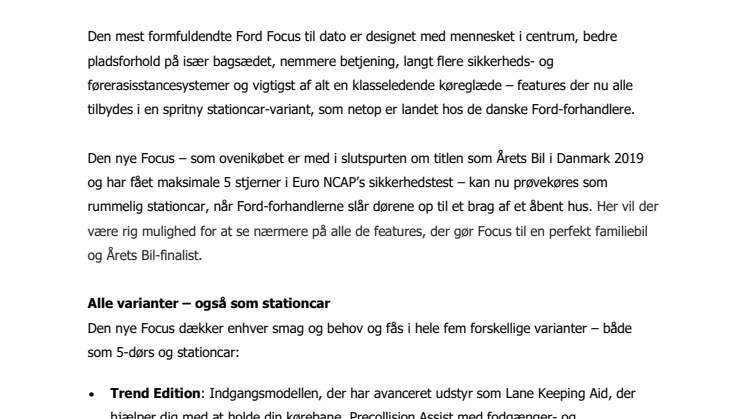 Åbent hus i weekenden: Kom og oplev Ford Focus Stationcar