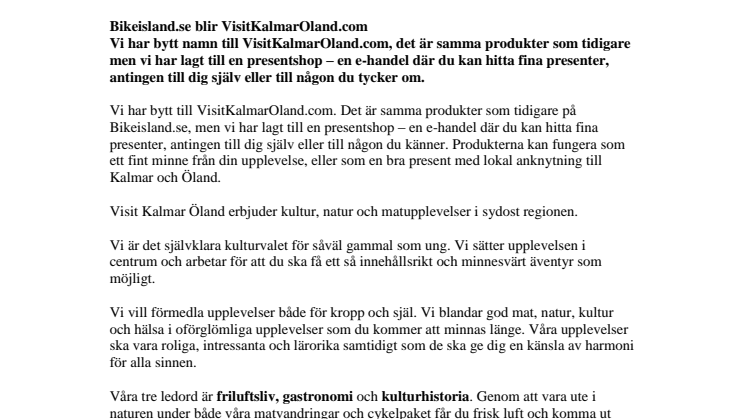 Bikeisland.se blir VisitKalmarOland.com