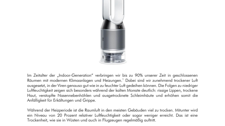 Dyson Pure Humidify+Cool: Die Lösung für optimales Raumklima während der winterlichen Heizsaison
