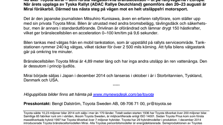 Toyotas bränslecellsbil Mirai debuterar som rallybil