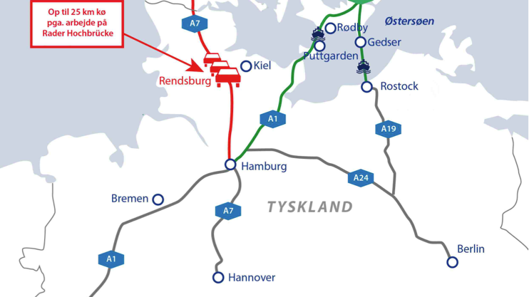 Undgå stau og forsinkelser på den tyske motorvej A7 – snup genvejen via Rødby-Puttgarden