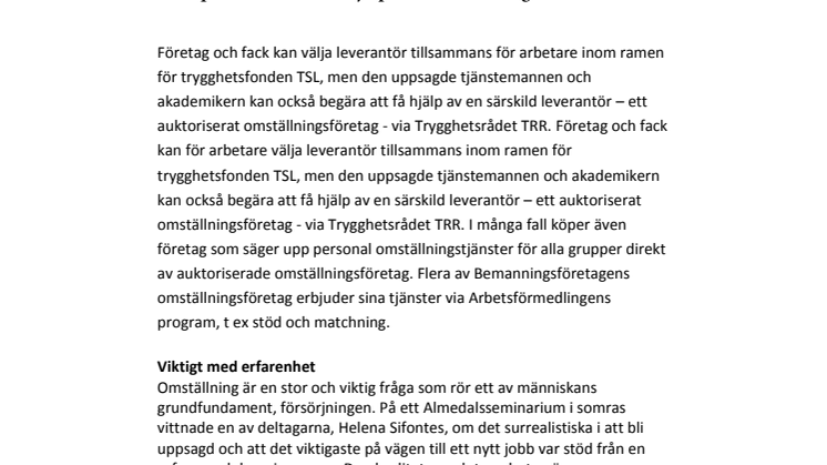 God omställning förädlar arbetsmarknaden