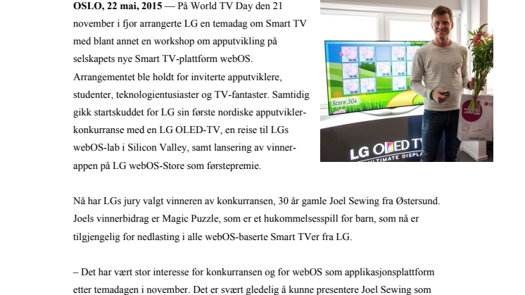 HUKOMMELSESSPILL FOR BARN VANT LG SIN NORDISKE  WEBOS APP-KONKURRANSE
