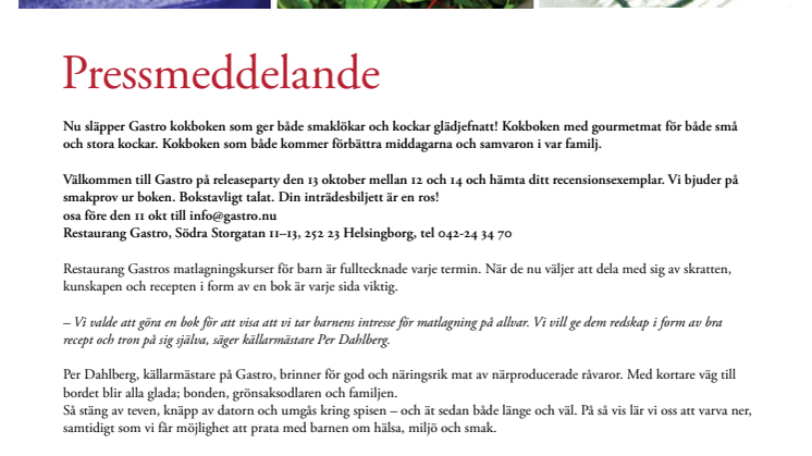 Nu släpper Gastro kokboken som ger både smaklökar och kockar glädjefnatt!