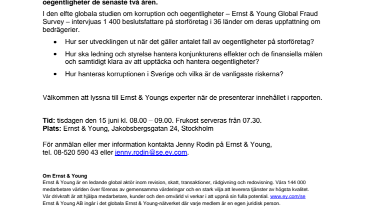 Frukostseminarium: Korruption och företagsbedrägerier ökar – även i Sverige