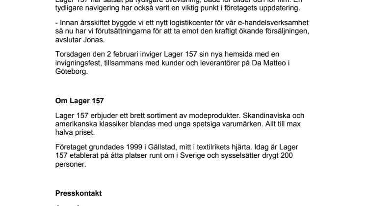 Webben nästa för Lager 157