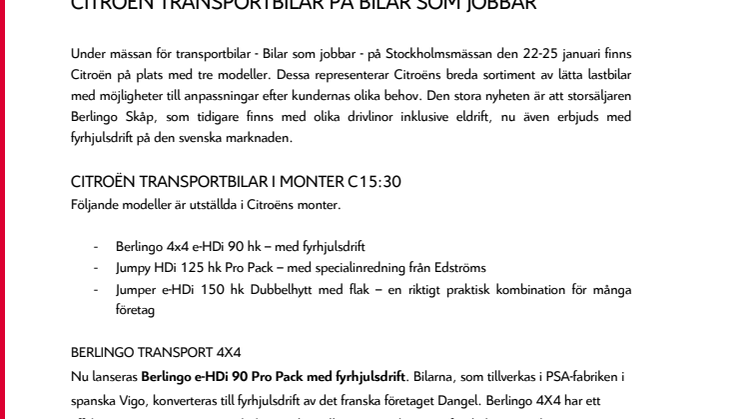 CITROËN TRANSPORTBILAR PÅ BILAR SOM JOBBAR