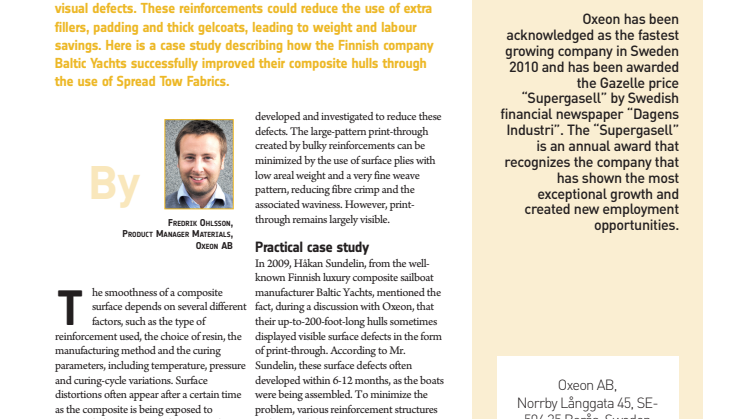 Case Study: Composites surface smoothness improvement published in JEC Composites Magazine no. 63 