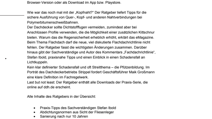 Ratgeber Flachdach-Praxis