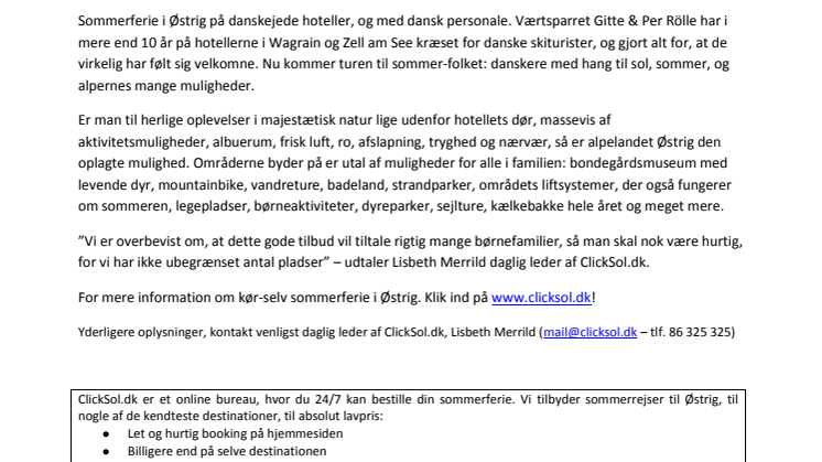 Østrigsk sommerferie på danske hoteller for hele familien