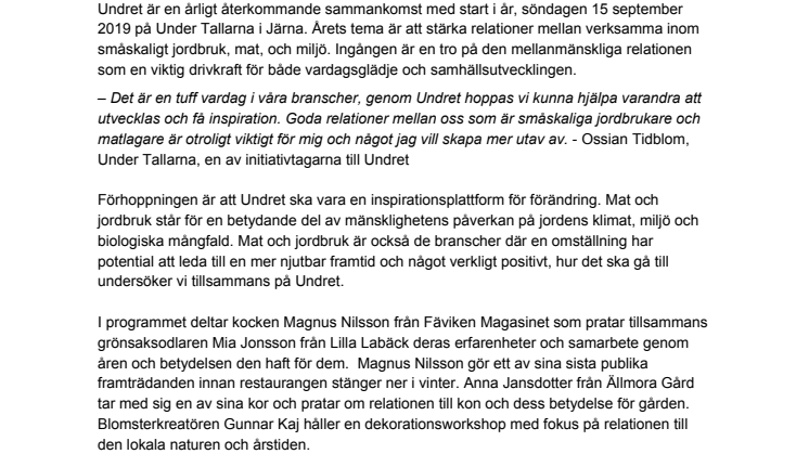 Taxinge Krog och Under Tallarna för branscherna samman med nya Under konferensen