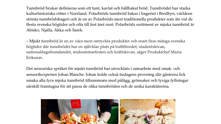 ​Polarbröd utvecklar sensoriskt språk för det svenska högtidsbrödet - mjukt tunnbröd