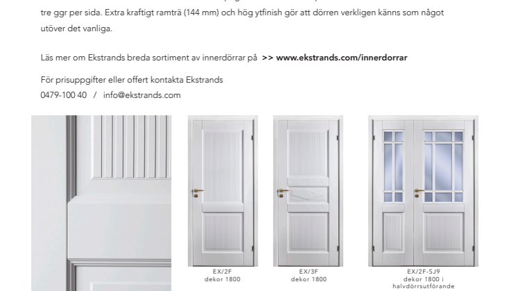 Exklusiv Dekor 1800 - Innerdörrar med inspiration från 1800-talet