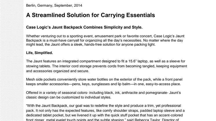 Case Logic Jaunt - A Streamlined Solution for Carrying Essentials