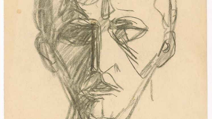 Selvportrett. Edvard Munch, ca 1925 (kull). Foto: Ove Kvavik/Munchmuseet