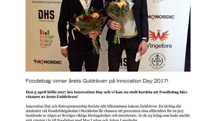 Foodiebag vinner årets Guldräven på Innovation Day 2017!