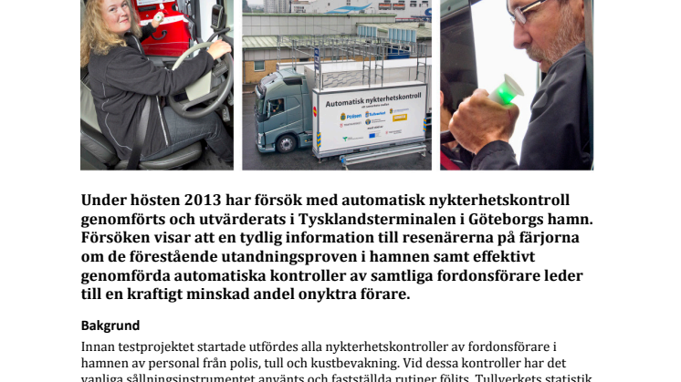 Sammanfattning av utvärdering försök med alkobommar i Göteborg hösten 2013