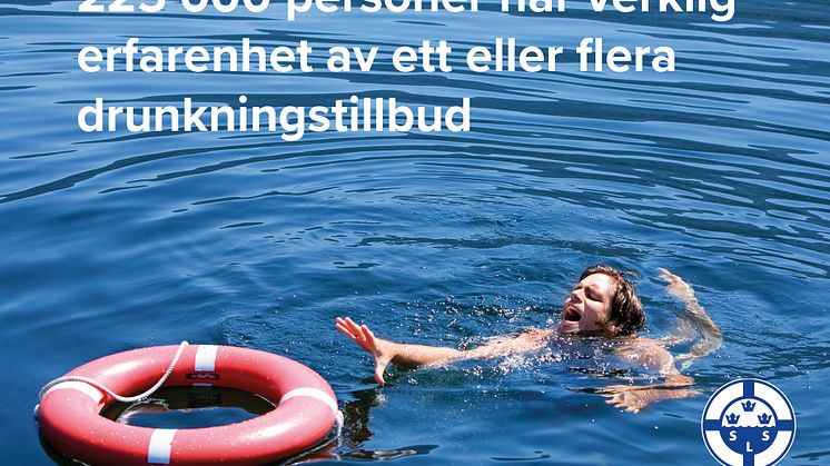 225 000 personer i Sverige har verklig erfarenhet av ett eller flera drunkningstillbud
