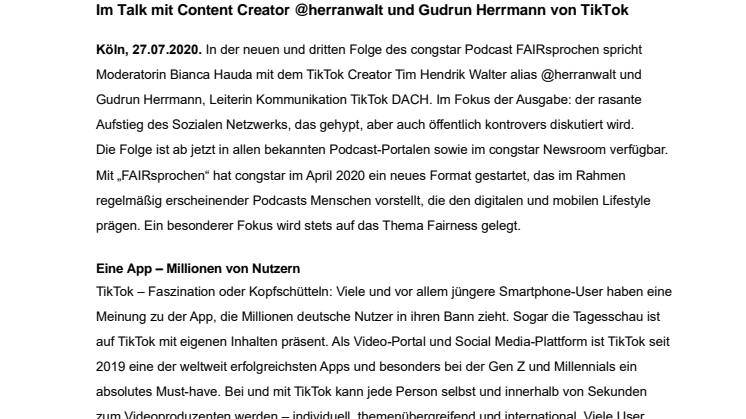 FAIRsprochen Podcast: congstar meets TikTok