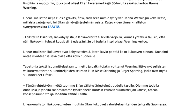 Hanna Werning suunnitteli Elfalle liukuovimalliston