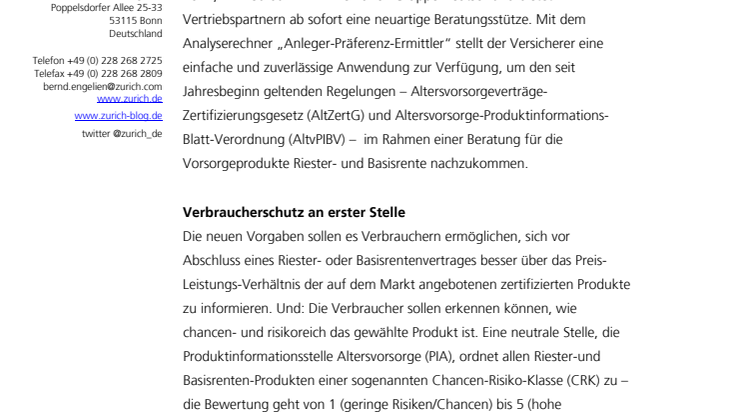 Riester- und Basisrente: Neuer „Anleger-Präferenz-Ermittler“ identifiziert individuelle Risikoneigung 