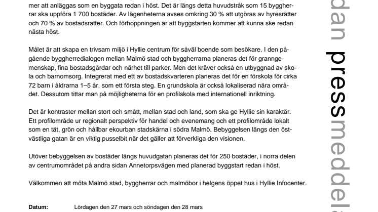 Öppet hus för 2 000 nya bostäder i Hyllie