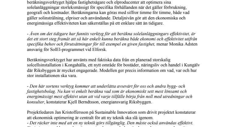 Gratis verktyg för optimering av solelanläggningar   