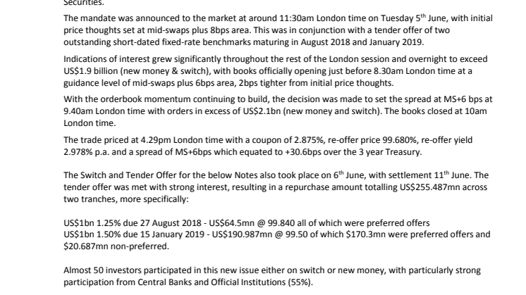 KommuneKredit issues 3-year benchmark with buyback option