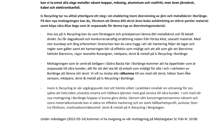 Skrot är inte skräp - ny lättillgänglig skrot & metallmottagning öppnar i Borlänge 