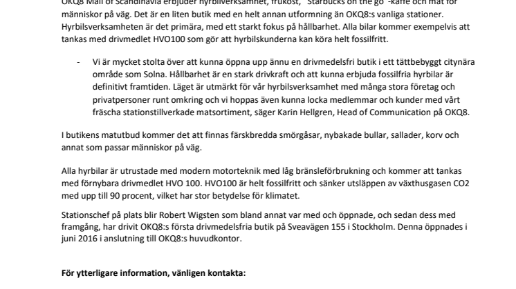 OKQ8 slår upp portarna till ny butik i Mall of Scandinavia