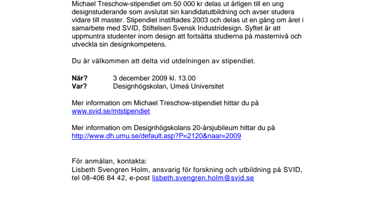 Pressinbjudan: Utdelning av Michael Treschow-stipendiet
