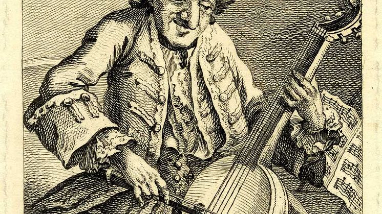 caricatura di violoncellista ebreo a Londra, d'autore ignoto (ca. 1760)